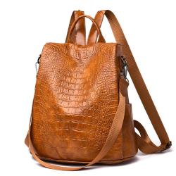 china bag supplier hot sell trendy women backpack crocodile pattern PU leather outdoor travel backpacks