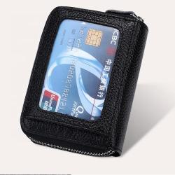 Stylish men and women Double zipper card holder Rfid anti-magnetic organ wallet