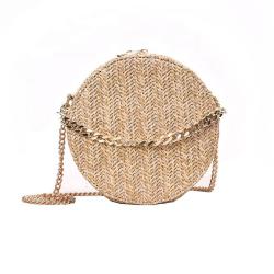 china factory wholesale woven round woman's shoulder bag bohemian summer straw beach handbag travel for ladies