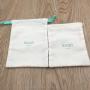 Recyclable Custom Logo Natural Cotton Linen Drawstring Bag With Blue Grosgrain Ribbon Cotton Linen Drawstring Pouch