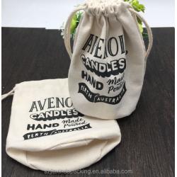 Organic Round Bottom Natural Canvas Pouch Bag For Candle Custom Logo Printed Cotton Drawstring Candle Bag