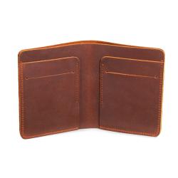 Slim front pocket men wallet crazy horse leather wallet with logo emboss