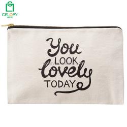 Gelory China Factory Wholesale Custom Printed Makeup Pouch Bag Sublimation Blank Plain Canvas Cosmetic Bag With Zipper