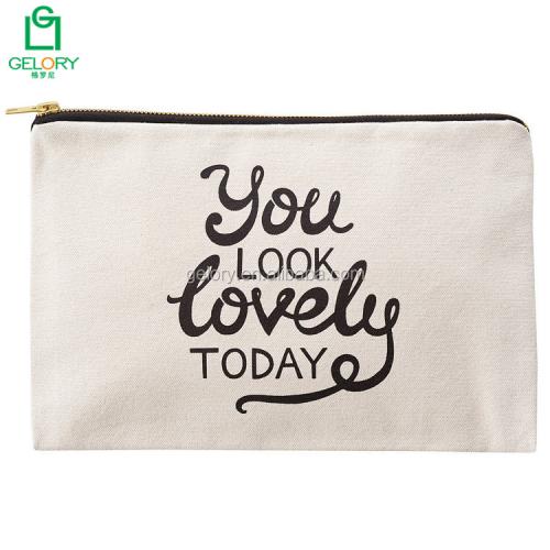 Gelory China Factory Wholesale Custom Printed Makeup Pouch Bag Sublimation Blank Plain Canvas Cosmetic Bag With Zipper