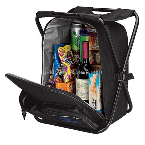 Gelory Good Quality Promotional Fashion Fold Up Polyester Material And Chair Style Zip Cooler Bag Outdoor