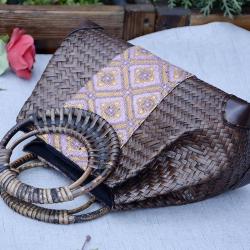 Fashion Woven Straw Shoulder Bag Summer Beach Rattan Tote Bag with Travel Holiday for Women