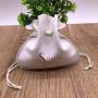 Gold Hot Stamped White PU Leather Drawstring Bag For Jewelry