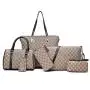 Wholesale China online shopping travel PU leather 6 Pieces tote bag set for women