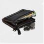 Cowhide Leather Men's Wallet Short Anti-RFID Theft Brush Tri-fold Wallet Double Zipper Wallet