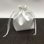 Plain Square Bottom Satin Jewelry Pouch, Cosmetic Satin Drawstring Pouch