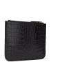 Black crocodile PU leather gold hardware zipper twill lining coin card pouch ladies purse
