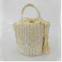 Fashionable Gold And Silver Bucket Woven Straw Shoulder Bag Women Hand-woven Summer Beach Bags