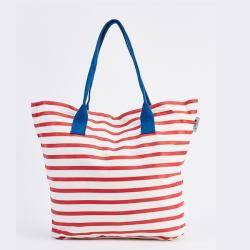 Low Min. Quantity Custom Twin Handle To Canvas Striped Beach Tote Bag
