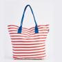Low Min. Quantity Custom Twin Handle To Canvas Striped Beach Tote Bag