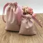 Pink Cotton Linen Jewellery Bag