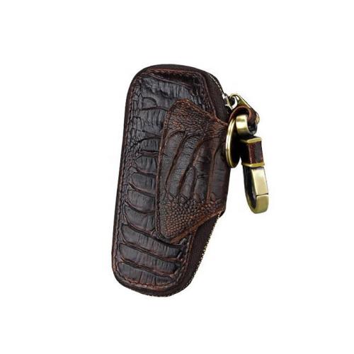Wholesale Vintage Car Key Holder Pouch Luxury Cowhide Leather Key Bag With Key Ring