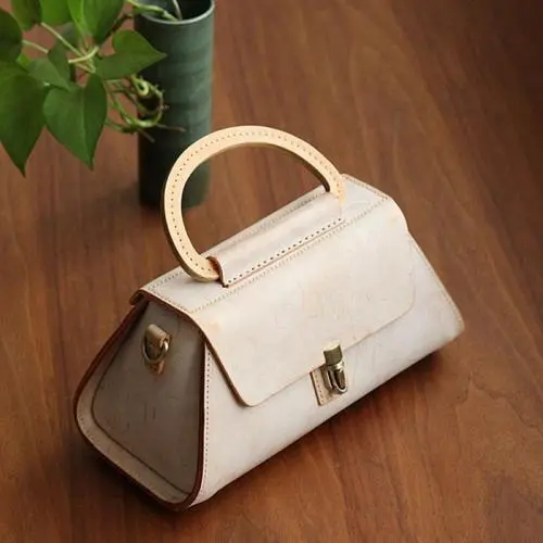 2023 New Leather Lady's Bag Vegetable Tanned Manual Bags Original Japanese Mist Wax Leather Portable Bag