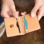 Bifold type high grade vegetable tanned leather card holder wallet for gift