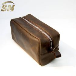 Customized travel kit for men cosmetic bag mens toiletry bag leather