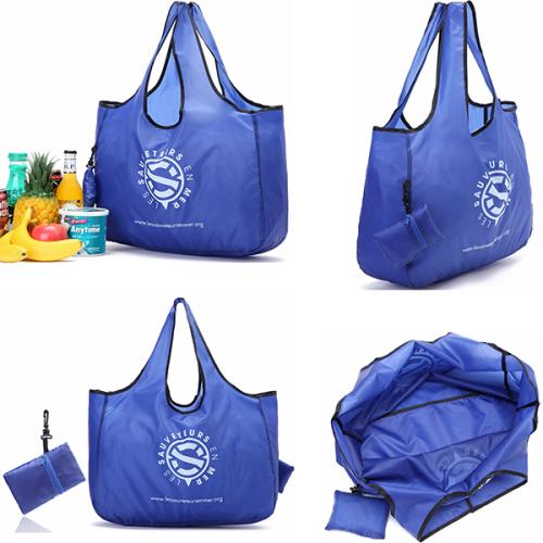 High quality printed nylon reusable eco bag fold pouch grocery carry bag tote shopping bag