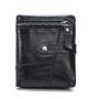 Vintage motorcycle man leather splicing short cowhide leather wallet with zipper