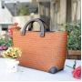 Custom Hand Made Large Summer Beach Women Weaving Woven Rattan Straw Shoulder Tote Bag Handbag With Inner Pouch For Lady