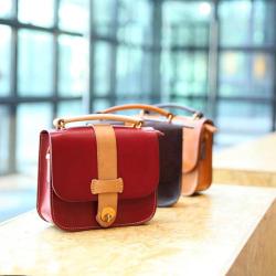 Fashion Hand-made Genuine Leather Cowhide Cross-body Bags Lady's Handbag Vegetable Tanned Women Bag