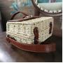 Women's Retro Rattan Straw Weave Mini Cross body Bags PU Leather Quilted Shoulder Bag