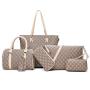 Wholesale China online shopping travel PU leather 6 Pieces tote bag set for women