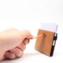 Wholesale customized card holder front pocket elastic strap leather card holder