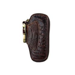 Wholesale Vintage Car Key Holder Pouch Luxury Cowhide Leather Key Bag With Key Ring