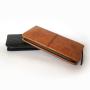 Full grain oil waxy genuine leather long card holder wallet men zipper wallet