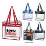 Zipper with colorful handle 0.3mm Logo customized PVC shopping clear tote bag