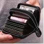 Stylish men and women Double zipper card holder Rfid anti-magnetic organ wallet