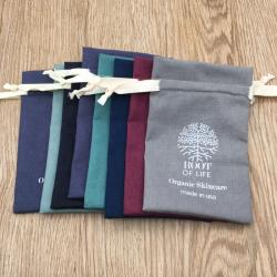 Recyclable  Custom Logo Cotton Drawstring Bag Colorful Cotton Pouch Bag, Small Cotton Pouch Bag