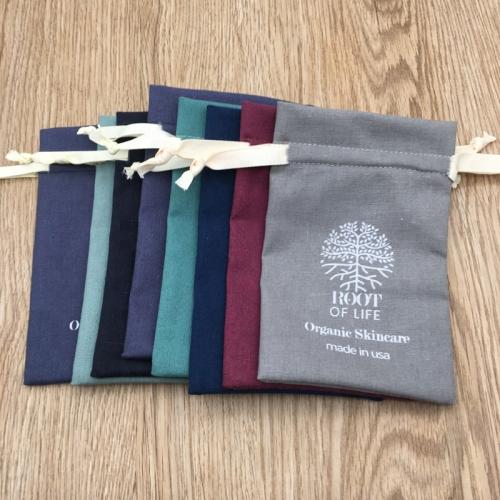 Recyclable  Custom Logo Cotton Drawstring Bag Colorful Cotton Pouch Bag, Small Cotton Pouch Bag