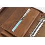 Smooth zipper Crazy Horse Leather 3 Ring Binder Portfolio Organizer Zippered Padfolio