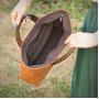 Handmade Women Ladies Woven Straw Rattan Basket Beach Tote Handbag Bag For Women Holiday With Leather Conner Patches