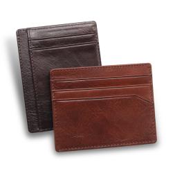 Custom logo Italian leather slim credit card holder RFID men leather card holder