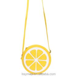 Fashion PU leather bag yellow lemon small shoulder bag