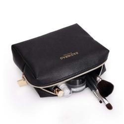 Eco saffiano PU leather cosmetic bag small make up bags with logo stamping