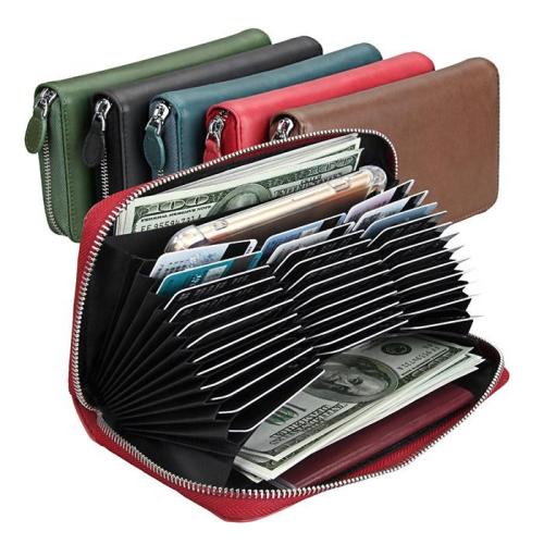 Long Style Zip Travel Passport Wallet Leather Phone Case Wallet Multi-slots Card Wallet
