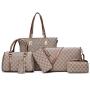 Wholesale China online shopping travel PU leather 6 Pieces tote bag set for women