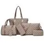 Wholesale China online shopping travel PU leather 6 Pieces tote bag set for women