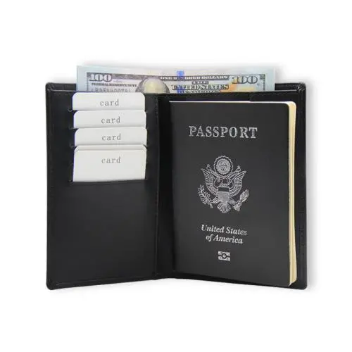 Leather RFID blocking passport holder travel wallet Genuine Leather Passport Wallet