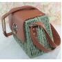 Women's Retro Rattan Straw Weave Mini Cross body Bags PU Leather Quilted Shoulder Bag