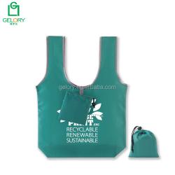 Custom Printed Logo 100% Recycled Foldable RPET Tote Bag Shopping Bag Into Small Pouch