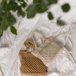 2019 Korean Super Fire Hollow Fishing Net Woven Bag Artistic Small Travel Beach Hand Bill of Lading Shoulder Bags