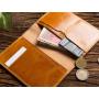 Cowhide business passport bag simple certificate holder classic vintage passport clip