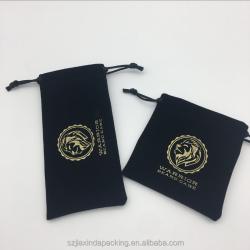 Promotional Black Velvet Bag With Gold Printing Logo